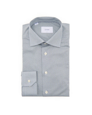 Eton Geometric Slim Signature Twill Shirt Blue 7475