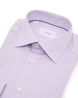Eton Geometricslim Signature Twill Shirt Purple 7513