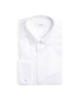 Eton Dobby Fly Front Contemporary Formal Shirt White 2 6677