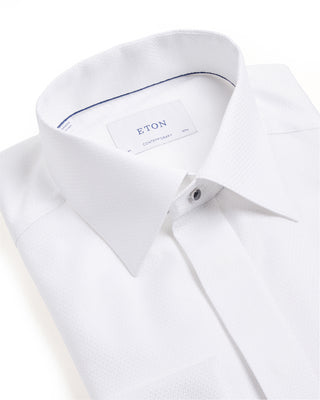 Eton Dobby Fly Front Contemporary Formal Shirt White 4 6693