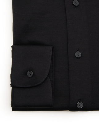 Eton Filo Di Scozia Knit Slim Shirt Black 3 7487