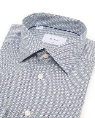 Eton Geometric Contempoary Signature Twill Shirt Blue 1 7531