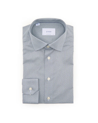Eton Geometric Contempoary Signature Twill Shirt Blue 7455