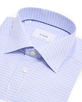 Eton Check Fine Twill Contemporary Shirt Mauve 2 8501