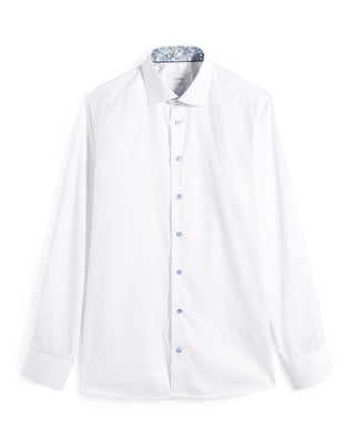 Eton Floral Effect Signature Twill Contemporary Shirt White 6 9654