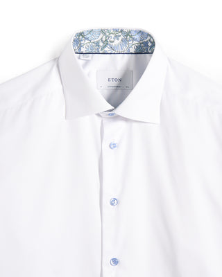 Eton Floral Effect Signature Twill Contemporary Shirt White 7 9655