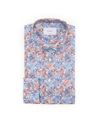 Eton Floral Pattern Signature Twill Contemporary Shirt Blue 7460