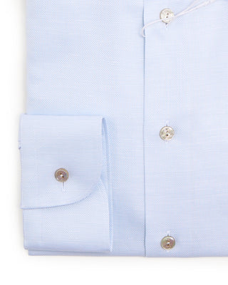 Eton Semi Solid Cotton  Linen Contemporary Shirt Light Blue 1 8494