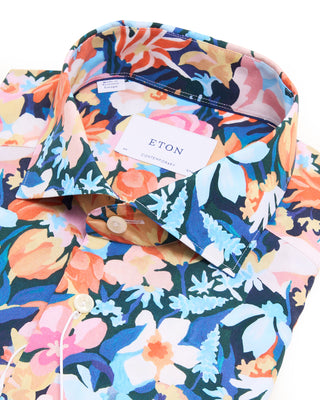 Eton Floral Cotton Tencel Contemporary Shirt Multi 2 8507