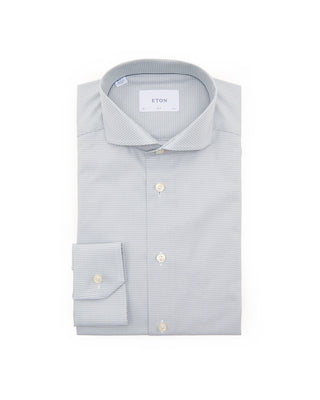 Eton Houndstooth Signature Twill Slim Shirt Sage 7476