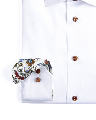 Eton Floral Effect Cut Away Twill Shirt Contemporary Fit White 5 4160