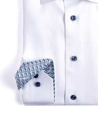 Eton Contemporary Cutaway Geometric Trim Twill Shirt White 4 4163