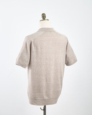 Eton Beige Cotton Linen Fine Knit Polo Shirt Beige 1754