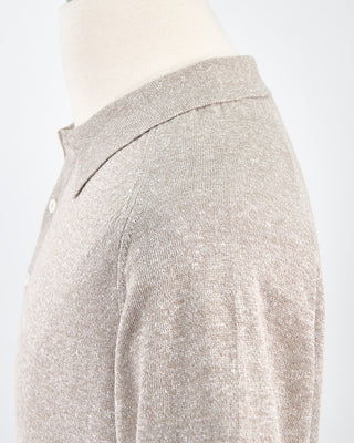 Eton Beige Cotton Linen Fine Knit Polo Shirt Beige 1756