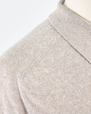Eton Beige Cotton Linen Fine Knit Polo Shirt Beige 1757