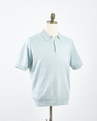 Eton Light Green Cotton Linen Fine Knit Polo Shirt Light Green 1746