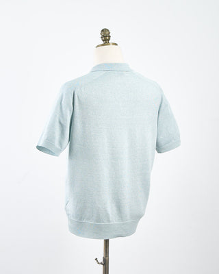 Eton Light Green Cotton Linen Fine Knit Polo Shirt Light Green 1747