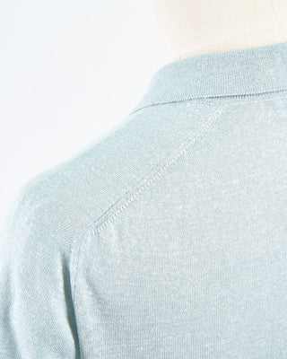 Eton Light Green Cotton Linen Fine Knit Polo Shirt Light Green 1749
