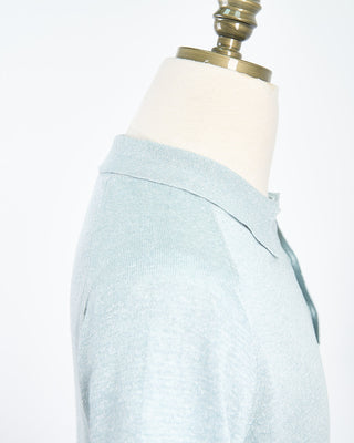 Eton Light Green Cotton Linen Fine Knit Polo Shirt Light Green 1750