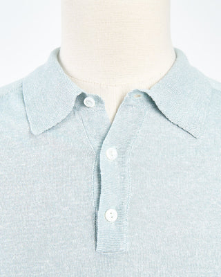 Eton Light Green Cotton Linen Fine Knit Polo Shirt Light Green 1751