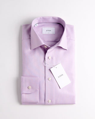 Eton Slim Pink Herringbone Signature Dobby Shirt Pink 481