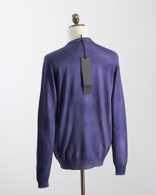 Arovescio Reversable  Double Airbrush, 15 Gauge, 100% Merino,  Crewneck Sweater Purple 1758