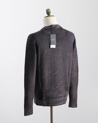 Arovescio Brushed, 5 Gauge, 100% Merino, Cable Knit Crewneck Sweater Purple 1752