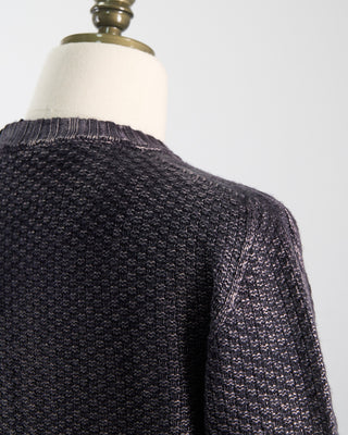 Arovescio Brushed, 5 Gauge, 100% Merino, Cable Knit Crewneck Sweater Purple 1756