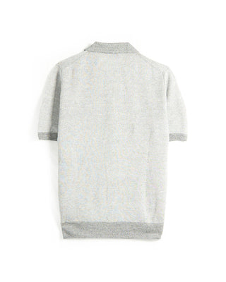 Gran Sasso Cotton  Linen Summer 1/4 Zip Polo Grey 5 7192