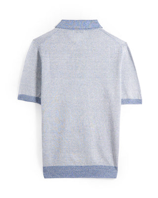 Gran Sasso Cotton  Linen Summer 1/4 Zip Polo Light Blue 6 8855