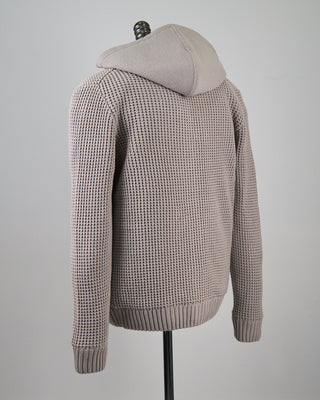 Popcorn Stitch Padded Hoodie Knit Jacket