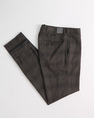 Alberto Rob Fit Modern Glencheck Jersey Pants Black  Brown 