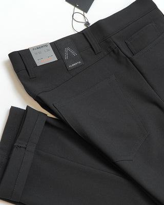 Alberto Black Pipe Regular Slim Fit Ceramica 5 Pocket Tech Dress Pants Black  5