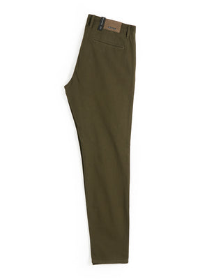 Alberto Textured Cotton Stretch Slim Fit Trousers Olive 1 8227