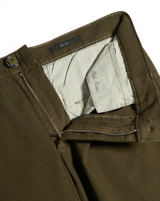 Alberto Textured Cotton Stretch Slim Fit Trousers Olive 7 8232