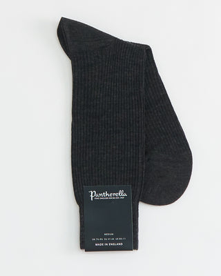 Pantherella Ribbed Wool Charcoal Socks Charcoal 1