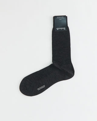 Pantherella Ribbed Wool Charcoal Socks Charcoal 1 3