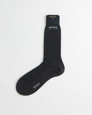 Pantherella Ribbed Wool Charcoal Socks Charcoal  2