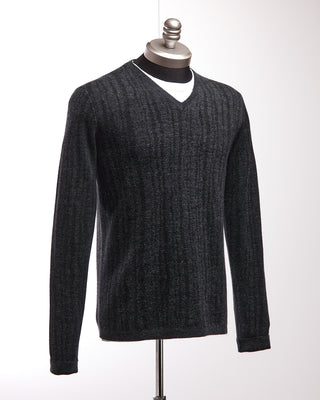 John Varvatos Long Sleeve Fine Guage Jacquard Knit Sweater Navy 