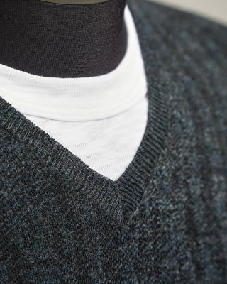 John Varvatos Long Sleeve Fine Guage Jacquard Knit Sweater Navy  2