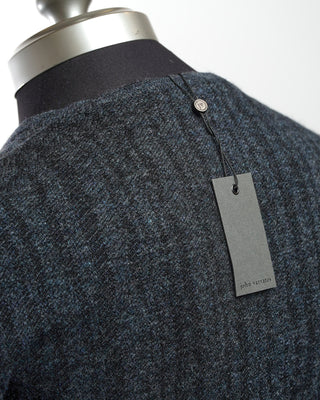 John Varvatos Long Sleeve Fine Guage Jacquard Knit Sweater Navy  4