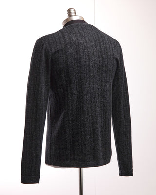 John Varvatos Long Sleeve Fine Guage Jacquard Knit Sweater Navy  5