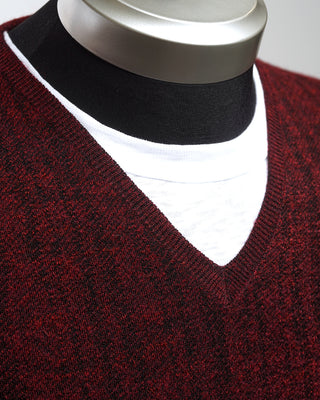John Varvatos Long Sleeve Fine Guage Jacquard Knit Sweater Merlot  3