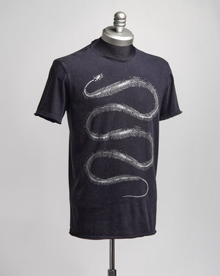 John Varvatos Short Sleeve Snake Bones Raw Edge T Shirt Black  5