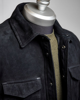 John Varvatos Izzy Leather Snap Shirt Jacket Black  3