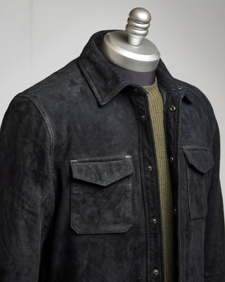 John Varvatos Izzy Leather Snap Shirt Jacket Black  5