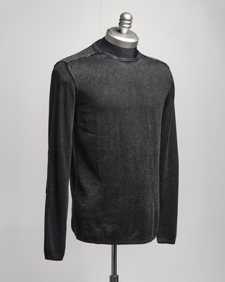 John Varvatos Long Sleeve Crew Neck Acid Wash Pullover Sweater Black  5