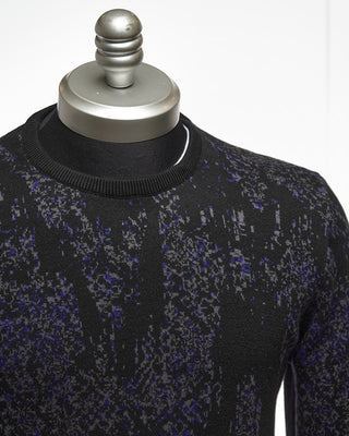 John Varvatos Long Sleeve Mercerized Cotton Python Pullover Sweater Navy  4