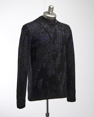 John Varvatos Long Sleeve Mercerized Cotton Python Pullover Sweater Navy  5