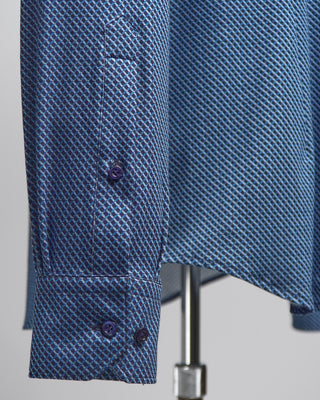 Emanuel Berg Neat Pattern Modern 4Flex Stretch Knit Shirt Blue  10